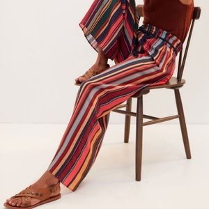 Farm Rio for Anthropologie Multicolor Striped Wide Leg Pants